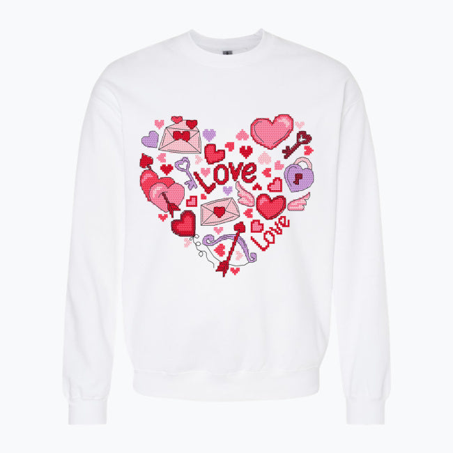 Bluza damska z nadrukiem haftu - Serce Love