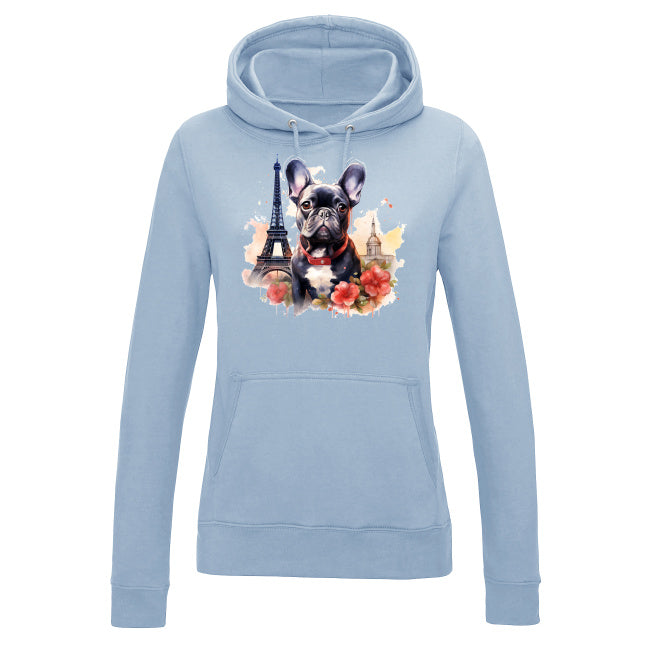 Damska bluza z kapturem - Buldog w Paryżu