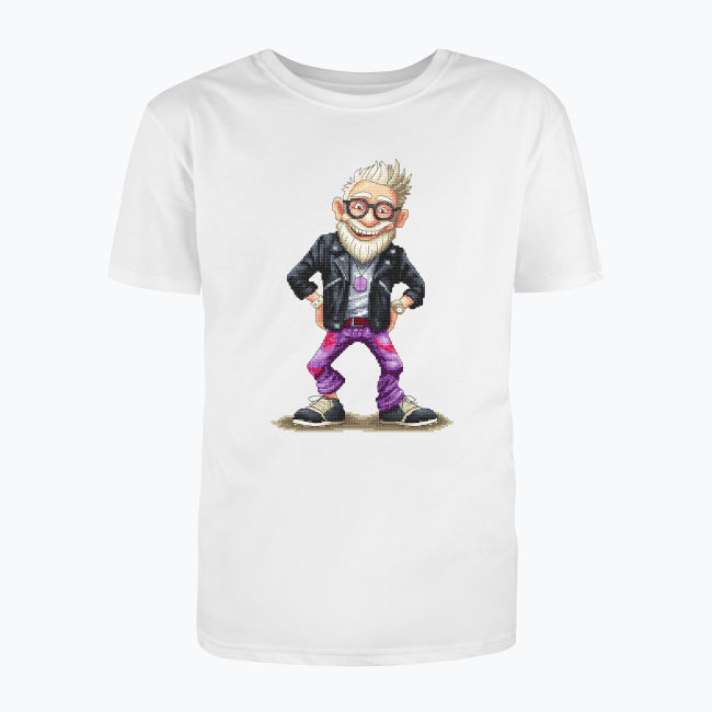 T-shirt męski z nadrukiem haftu - Wystrzałowy dziadek