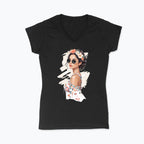 Koszulka damska V-neck - Kobieta z wiankiem