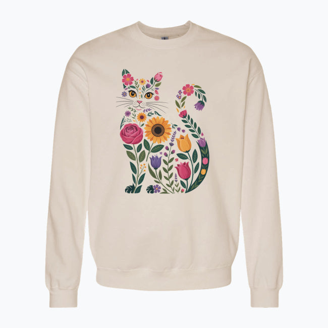 Bluza damska z nadrukiem - Kwiatowy kot