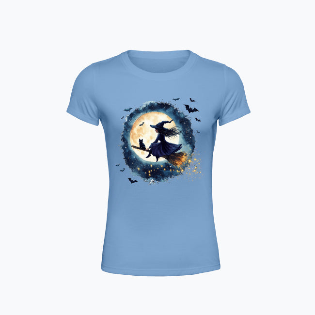 T-shirt damski z nadrukiem - Czarownica i księżyc