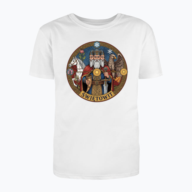 T-shirt męski z nadrukiem -  Świętowit - Mitologia słowiańska