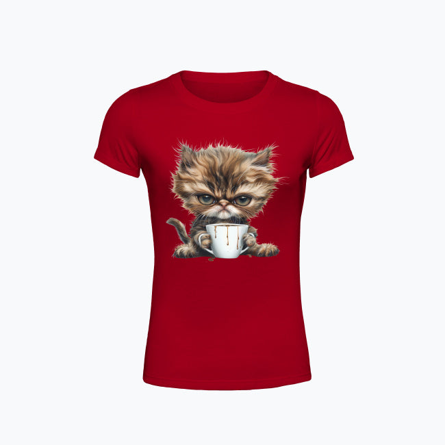 T-shirt damska z nadrukiem - Pan Mruczek Kawosz