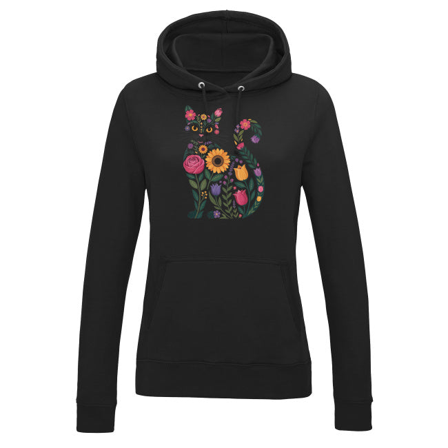 Damska bluza z kapturem - Kwiatowy kot