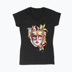 T-shirt damski V-neck - Maska karnawałowa
