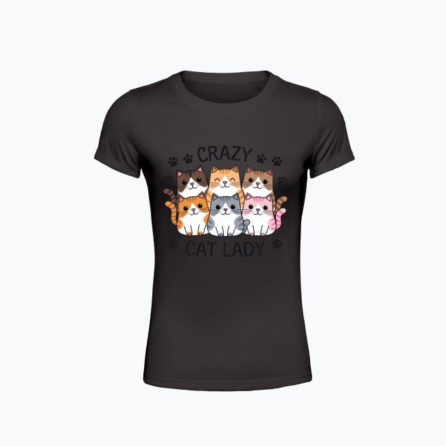 T-shirt damski z nadrukiem - Crazy cat lady