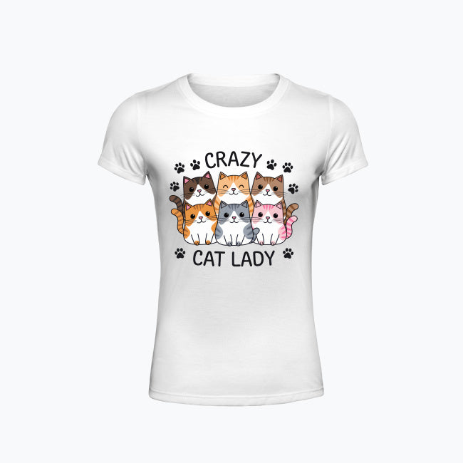 T-shirt damski z nadrukiem - Crazy cat lady