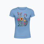 T-shirt damski z nadrukiem - Kwiatowy kot