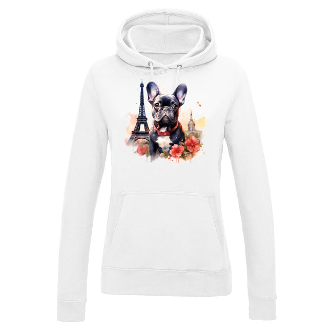 Damska bluza z kapturem - Buldog w Paryżu