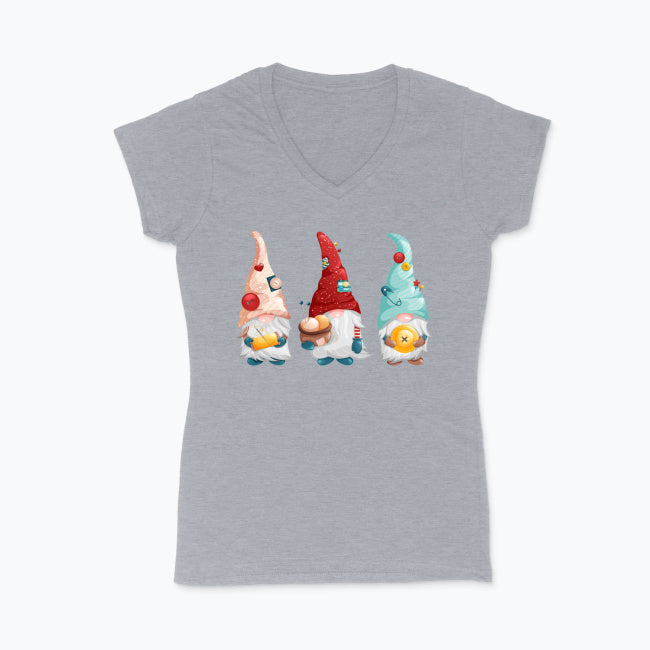 T-shirt damski V-neck - Pracowite gnomy