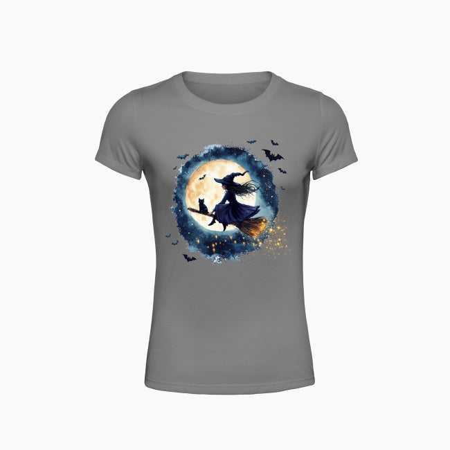 T-shirt damski z nadrukiem - Czarownica i księżyc