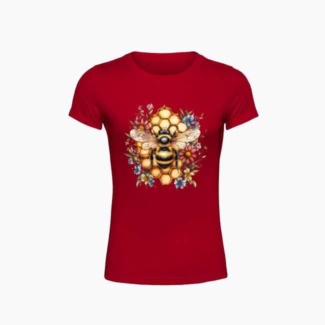 T-shirt damski - Pszczoła na plastrze miodu