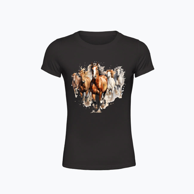 T-shirt damski z nadrukiem - Konie w galopie