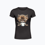T-shirt damska z nadrukiem - Pan Mruczek Kawosz