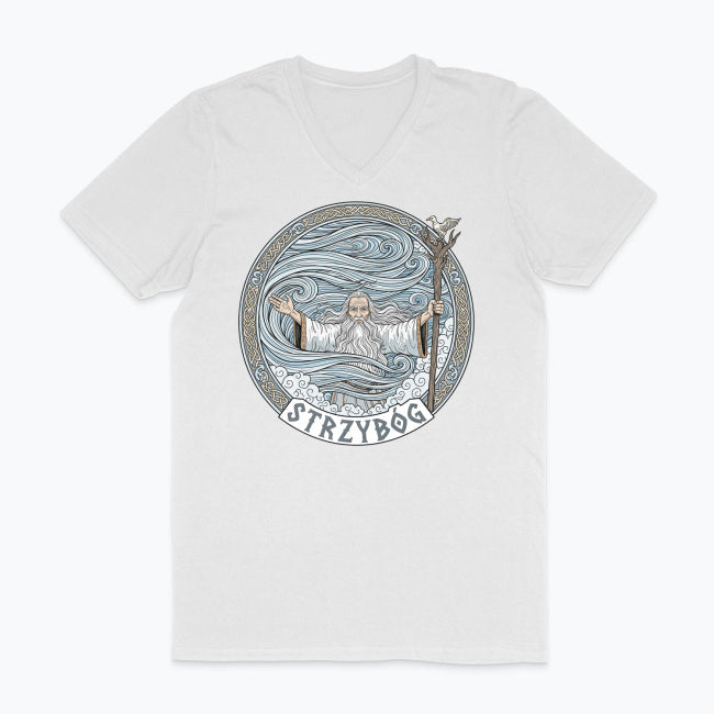 Męska koszulka V-neck z nadrukiem - Strzybóg - Mitologia słowiańska