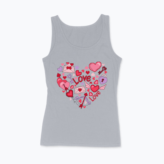 Damski Top z nadrukiem haftu - Serce Love