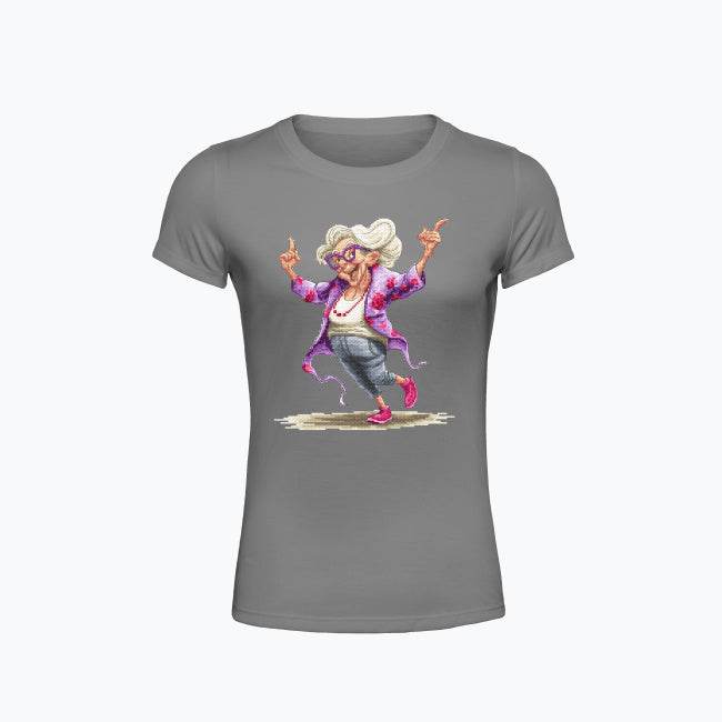 T-shirt damski z nadrukiem haftu - Szałowa babcia
