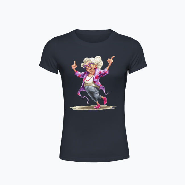 T-shirt damski z nadrukiem haftu - Szałowa babcia
