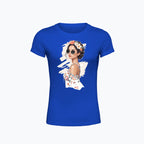 T-shirt damski z nadrukiem - Kobieta z wiankiem