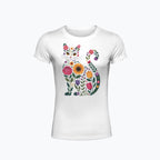 T-shirt damski z nadrukiem - Kwiatowy kot