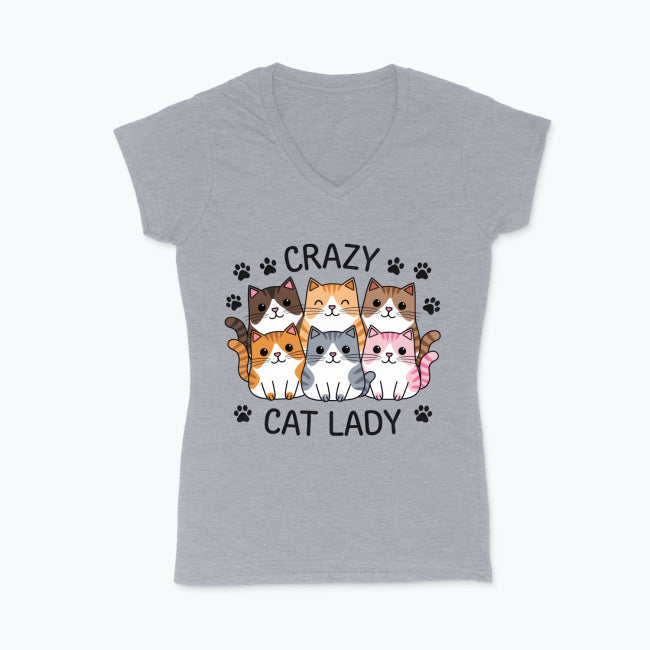 Koszulka damska V-neck - Crazy cat lady