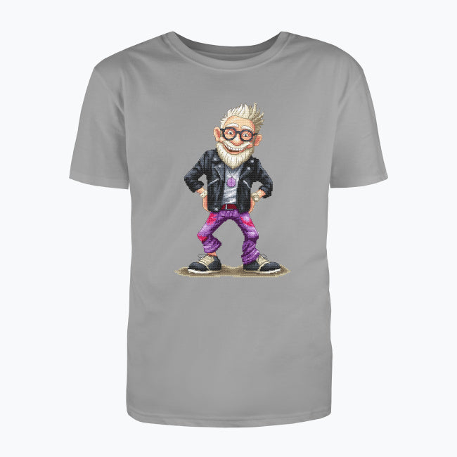 T-shirt męski z nadrukiem haftu - Wystrzałowy dziadek