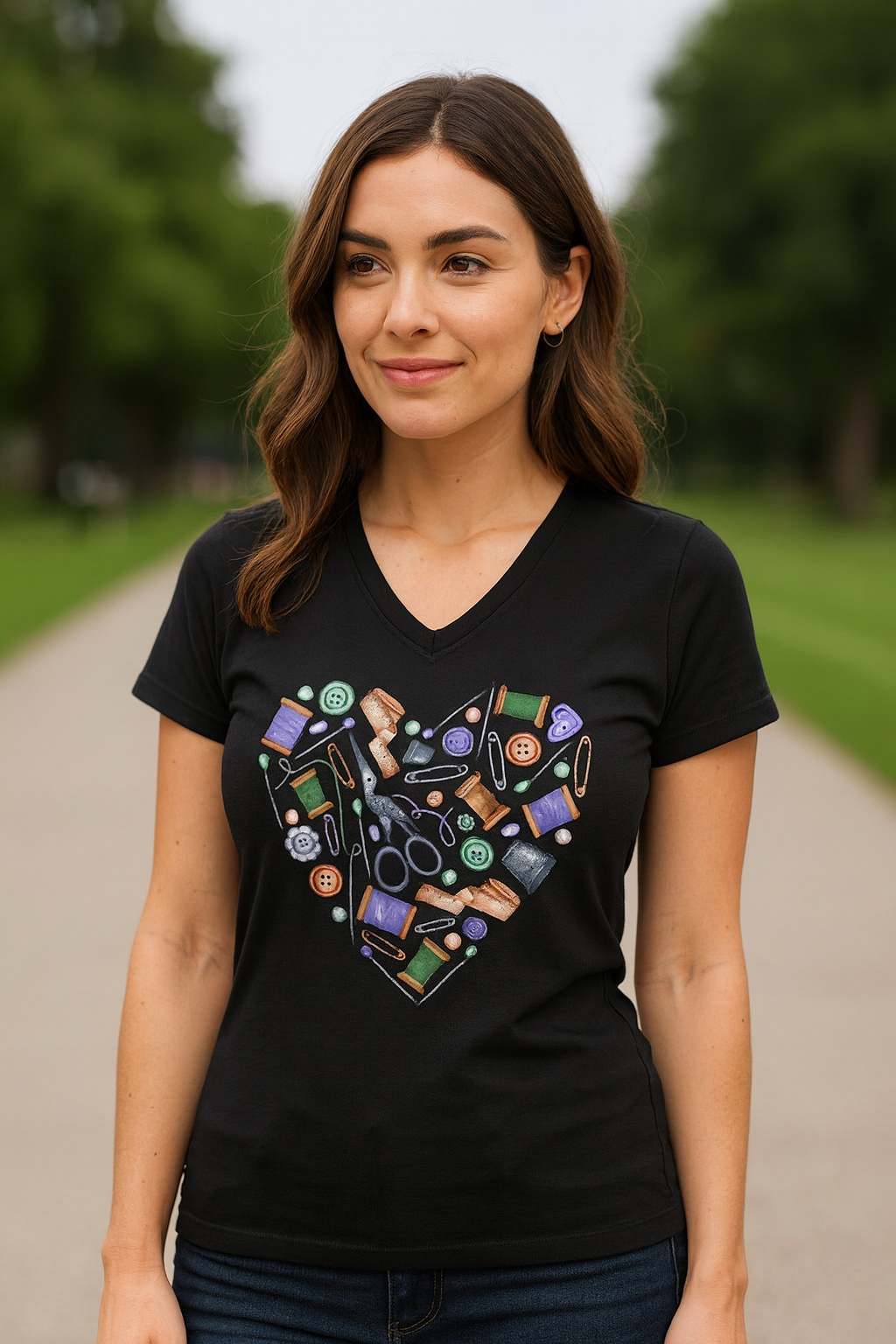 Koszulka damska V-neck - Serce Krawieckie