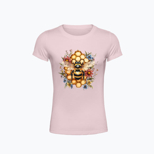 T-shirt damski - Pszczoła na plastrze miodu