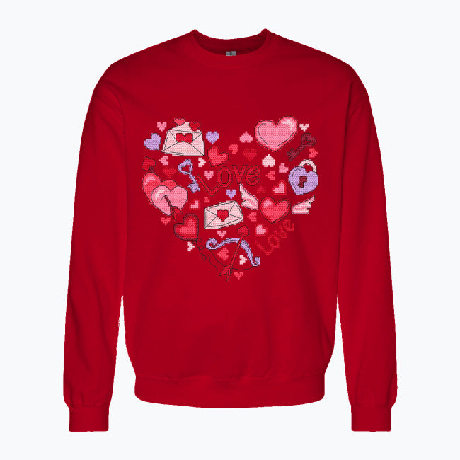 Bluza damska z nadrukiem haftu - Serce Love