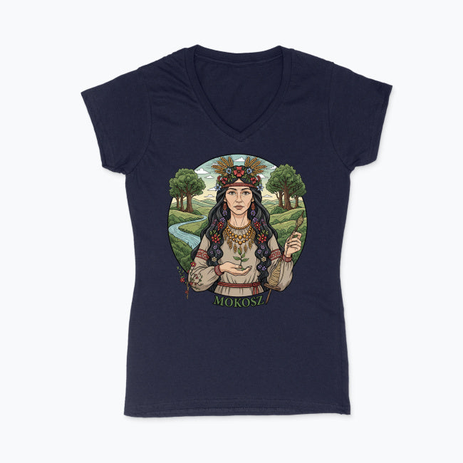 Koszulka damska V-neck - Mokosz - Mitologia słowiańska