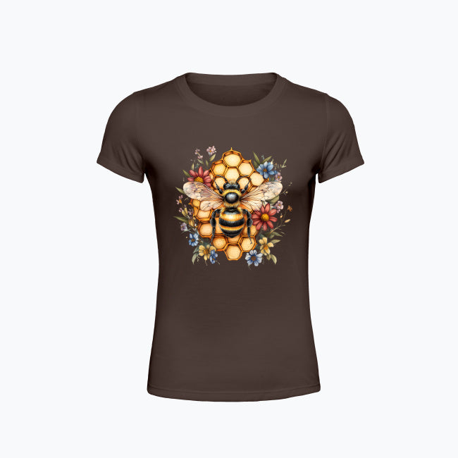 T-shirt damski - Pszczoła na plastrze miodu
