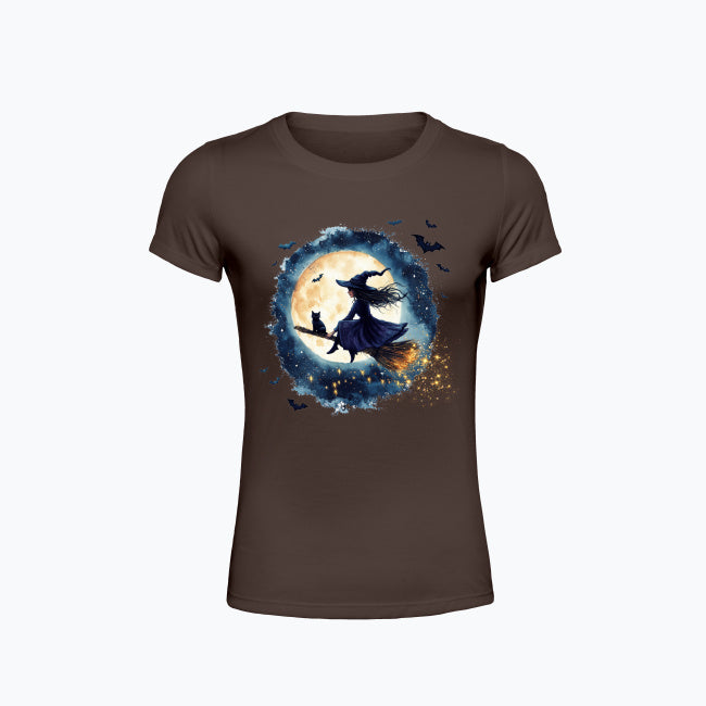 T-shirt damski z nadrukiem - Czarownica i księżyc