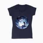 Koszulka damska V-neck - Księżycowa huśtawka