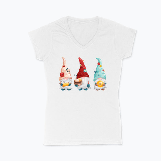 T-shirt damski V-neck - Pracowite gnomy