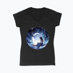 Koszulka damska V-neck - Księżycowa huśtawka