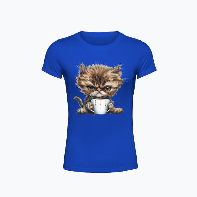 T-shirt damska z nadrukiem - Pan Mruczek Kawosz