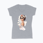 Koszulka damska V-neck - Kobieta z wiankiem