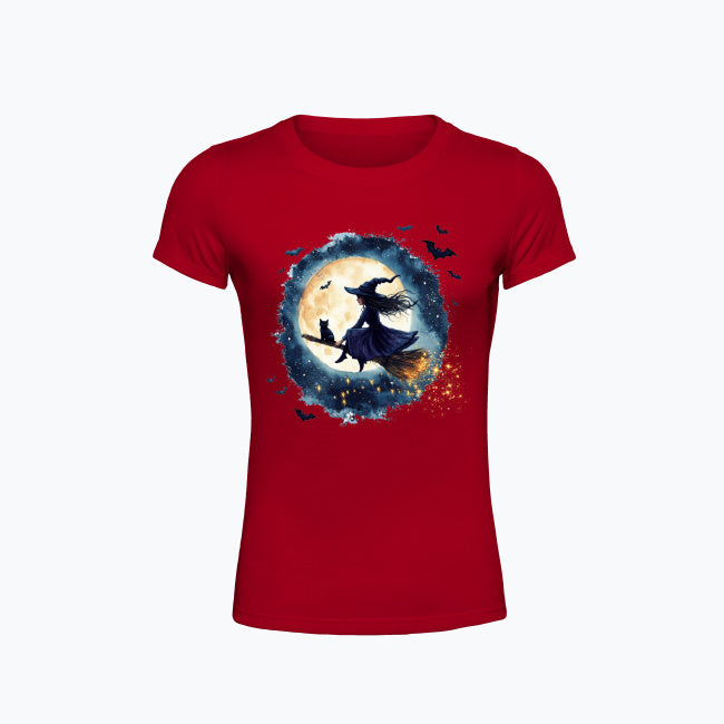 T-shirt damski z nadrukiem - Czarownica i księżyc