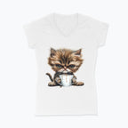 Koszulka damska V-neck - Pan Mruczek Kawosz