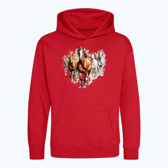 Bluza dziecięca z kapturem - Konie w galopie