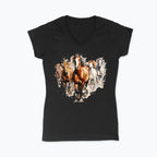 Koszulka damska V-neck - Konie w galopie