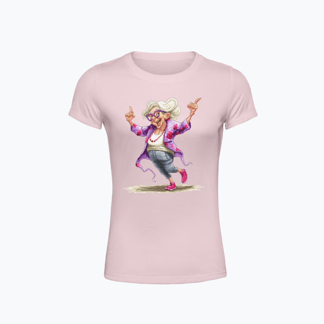 T-shirt damski z nadrukiem haftu - Szałowa babcia