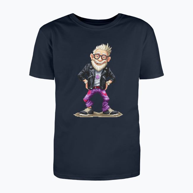 T-shirt męski z nadrukiem haftu - Wystrzałowy dziadek
