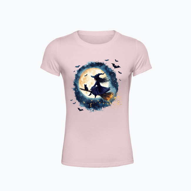 T-shirt damski z nadrukiem - Czarownica i księżyc