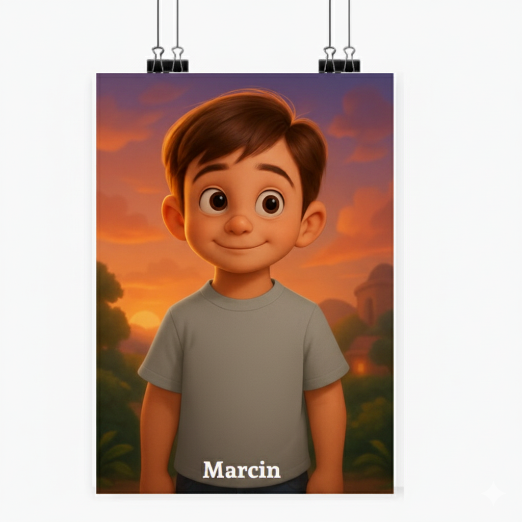 Plakat personalizowany z własnym nadrukiem w stylu animacji 3D