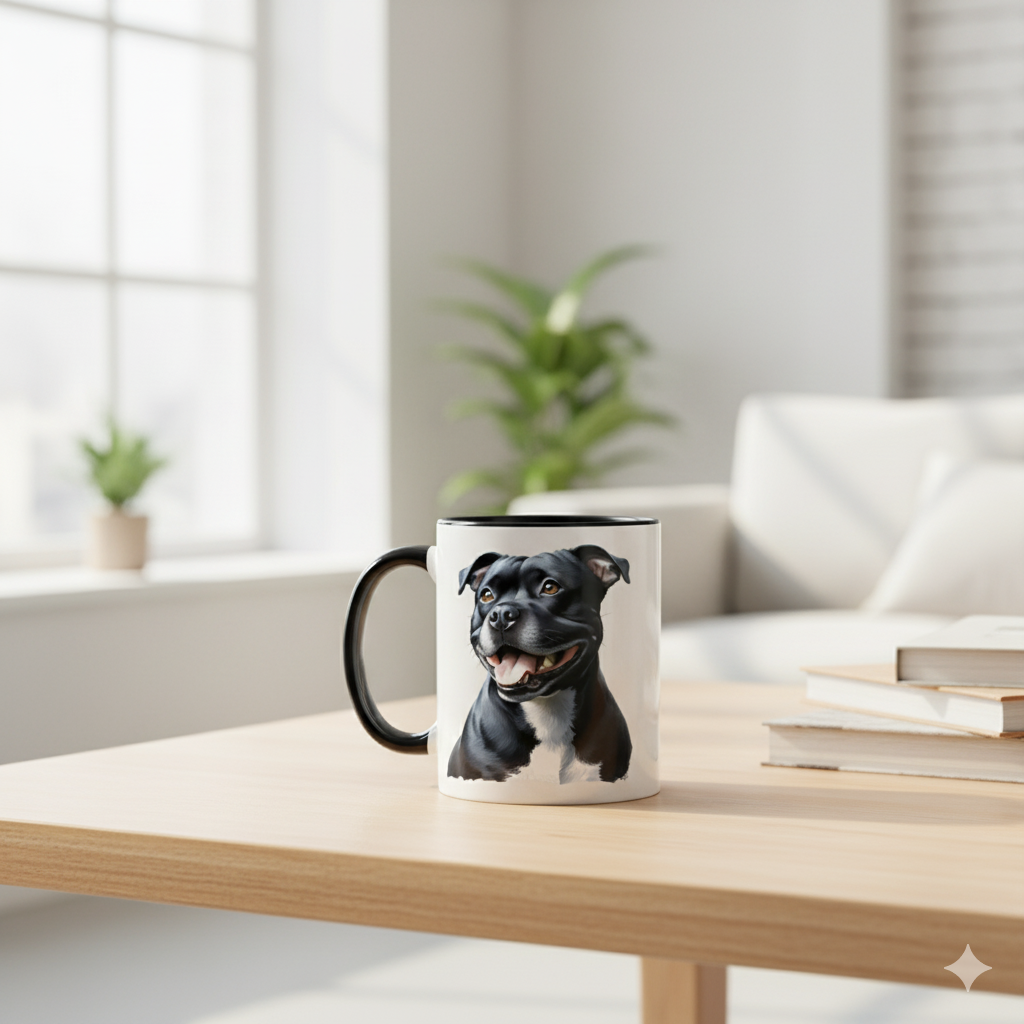 Kubek z kolorowym uchem z nadrukiem - Staffordshire Bull Terrier