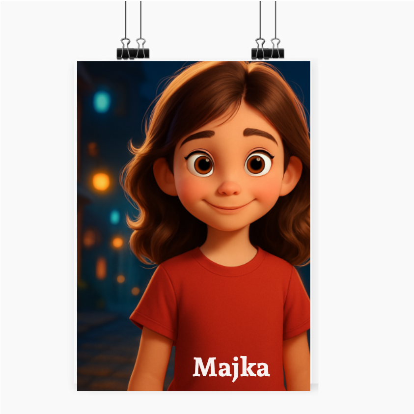 Plakat personalizowany z własnym nadrukiem w stylu kultowej animacji