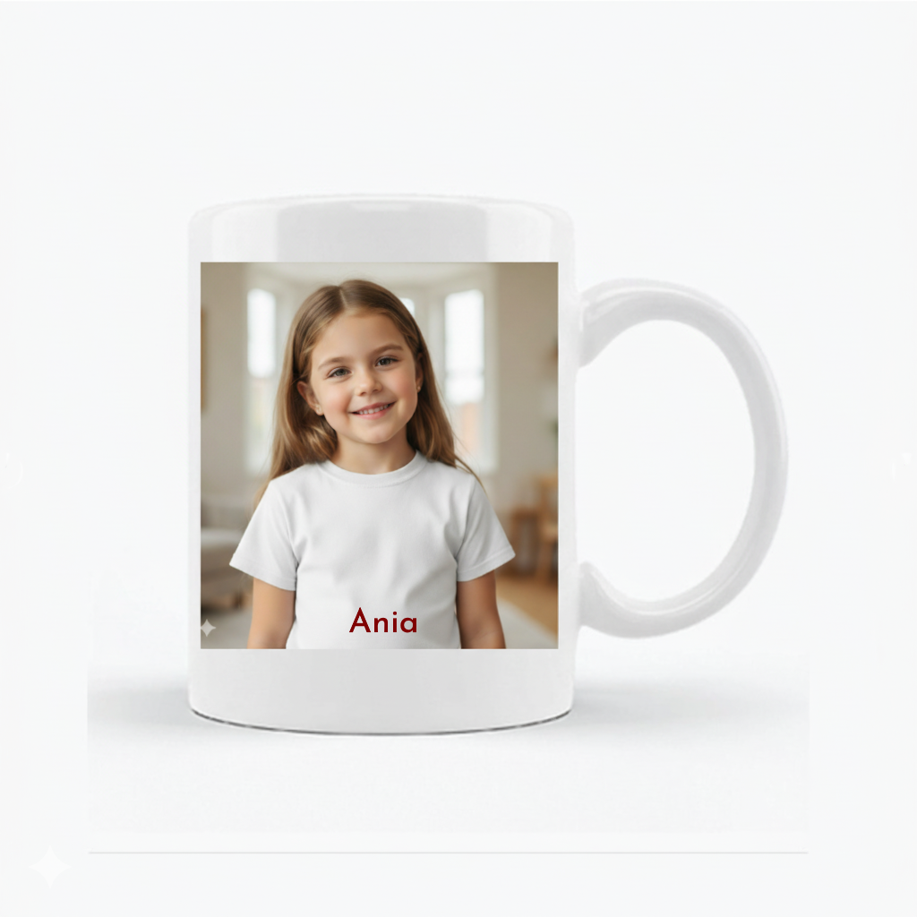 Biały kubek personalizowany z nadrukiem własnego zdjęcia