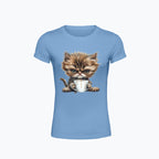T-shirt damska z nadrukiem - Pan Mruczek Kawosz